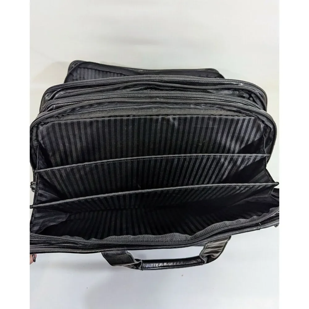 TUMI Alpha Expandable Large Leather Briefcase‎ Laptop Messenger Shoulder Bag